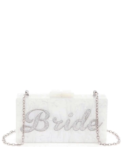 Glitter Bride Acrylic Box Clutch PPBRIDE SILVER